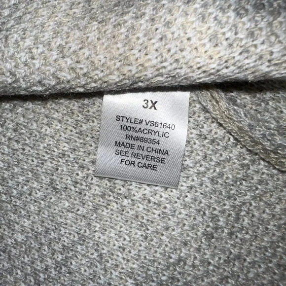 NWT Adrienne Vittadini Open Cardigan Color Block Grey White Cream Pockets Sz 3X - Picture 6 of 6